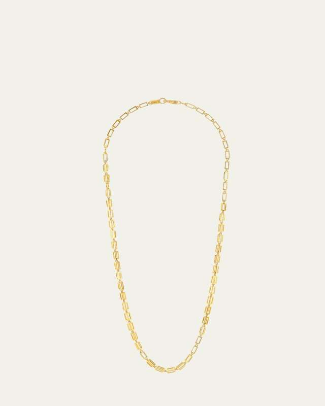 18K Yellow Gold Golden Large Cutout Block Necklace